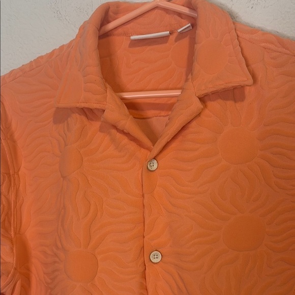 ROWM small Orange terry cloth Short Sleeve Men's Shirt - Picture 4 of 5